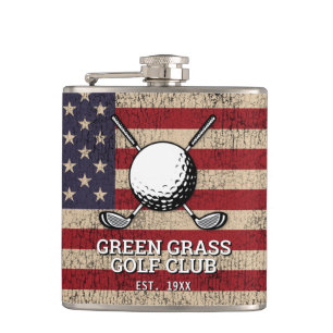 American Flag Golf Design Hip Flask