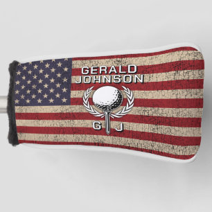 American Flag Golf Monogram Design Golf Head Cover