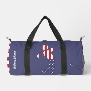 American Flag Golf Player - Personalised Blue Duffle Bag