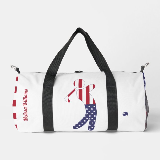 American Flag Golf Player - Personalised Duffle Bag (Front)