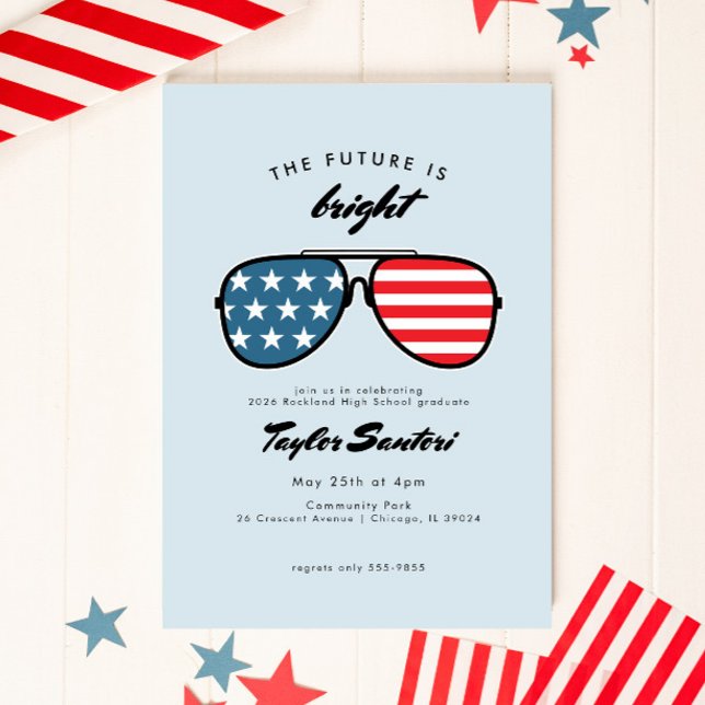 American Flag Graduation Party Sunglasses Future Invitation (Creator Uploaded)
