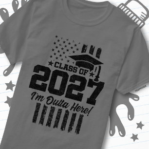 American Flag Graduation Senior Class of 2027 T-Shirt