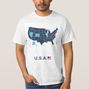 American Flag Graphic Map Patriotic T-Shirt