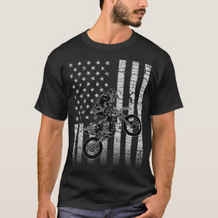 American Flag Graphic Motocross Dirt Bike T-Shirt