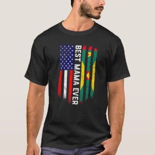 American Flag & Grenada Flag Best Mama Ever Family T-Shirt