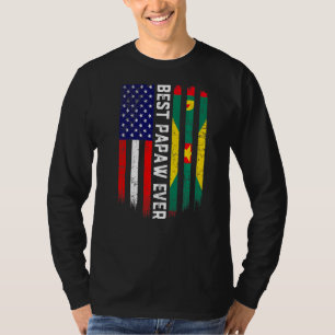 American Flag & Grenada Flag Best Papaw Ever Famil T-Shirt