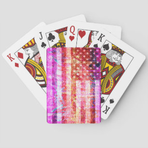American Flag Grunge Art #4 Playing Cards