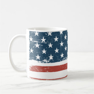 American Flag Grunge Background. Raster version. H Coffee Mug