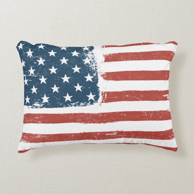 American Flag Grunge Background. Raster version. H Decorative Cushion (Front)