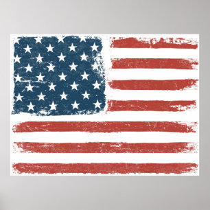American Flag Grunge Background. Raster version. H Poster