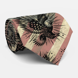 American Flag Grunge Bald Eagle Patriotic  Tie