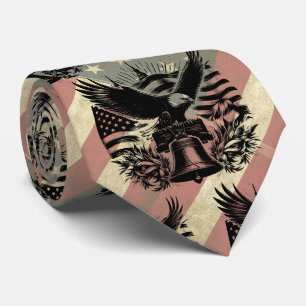 American Flag Grunge Bald Eagle Patriotic  Tie
