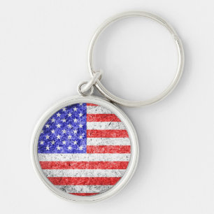 American Flag Grunge Key Ring