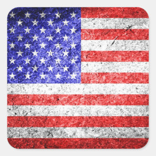 American Flag Grunge Square Sticker