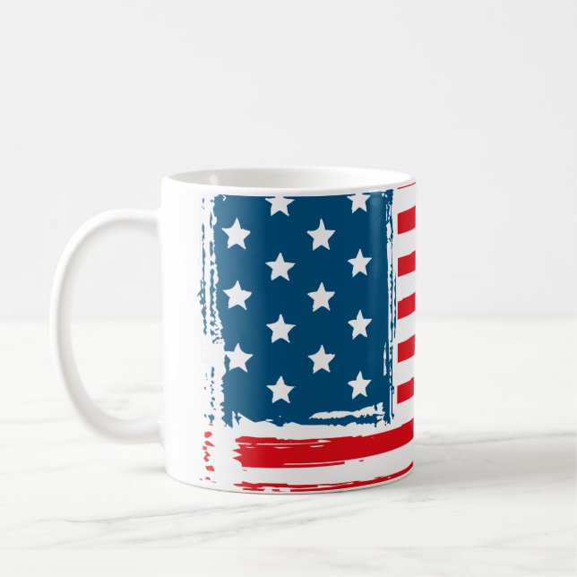 American Flag Grunge Vintage Tshirt Coffee Mug (Left)