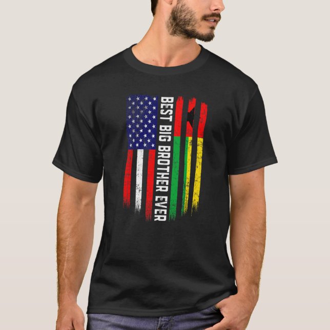 American Flag & Guinea Bissau Flag Best Big Brothe T-Shirt (Front)