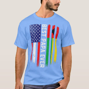 American Flag & GuineaBissau Flag Best Papa Ever T-Shirt