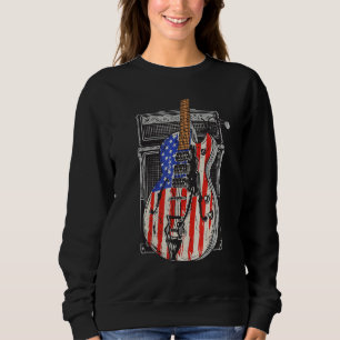 American Flag Guitar 4th of July Guitarist USA Cou Sweatshirt