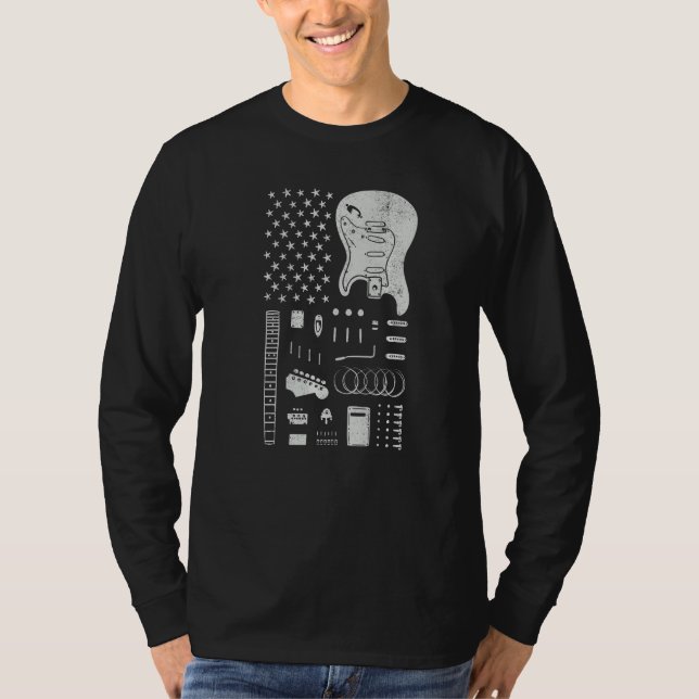 American Flag Guitar 4th of July Guitarist USA Cou T-Shirt (Front)