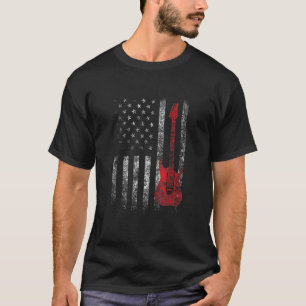 American Flag Guitar Musician Distressed Guitarist T-Shirt