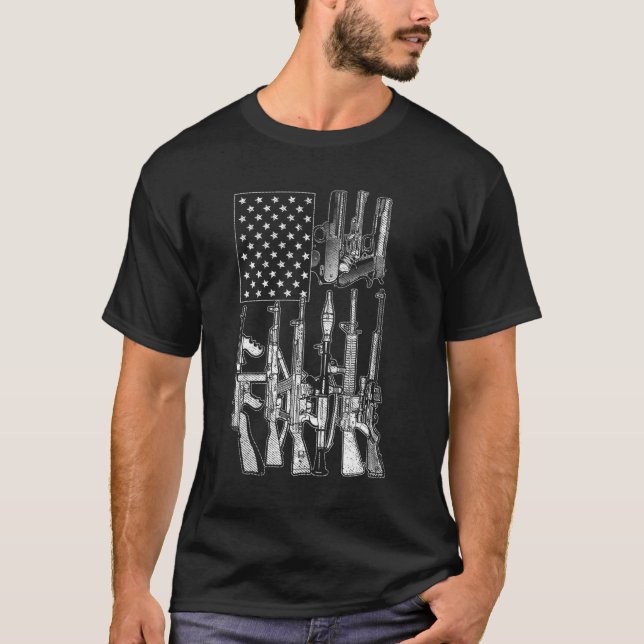 American Flag Gun Enthusiast Gifts Gun Shirts Gun  (Front)