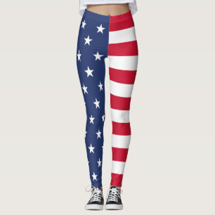 American Flag, Half and Half, Stars and Stripes Leggings