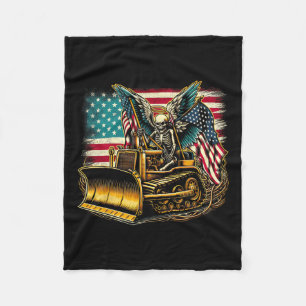 American Flag Halloween Skull  Fleece Blanket