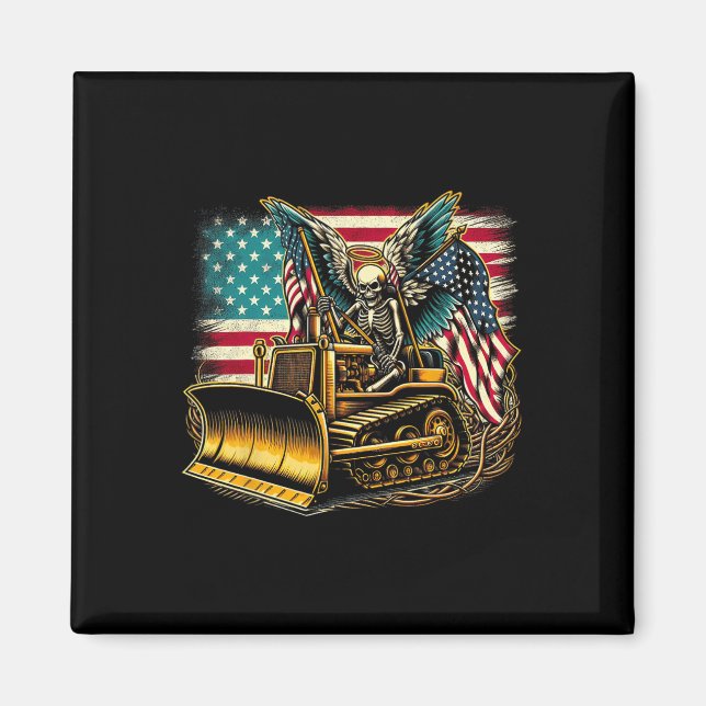 American Flag Halloween Skull  Magnet (Front)