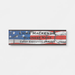 American Flag Hanging Door Sign Name Plate