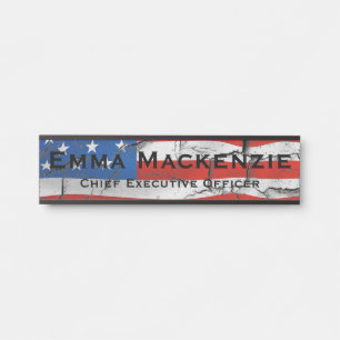 American Flag Hanging Door Sign Name Plate