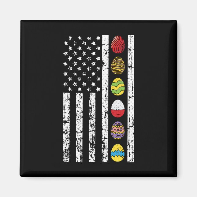 American Flag Happy Easter Egg Hunting Patriotic  Magnet (Front)
