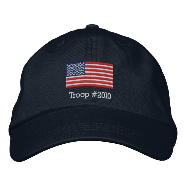American Flag Hat with Modifiable Troop # below (Front)