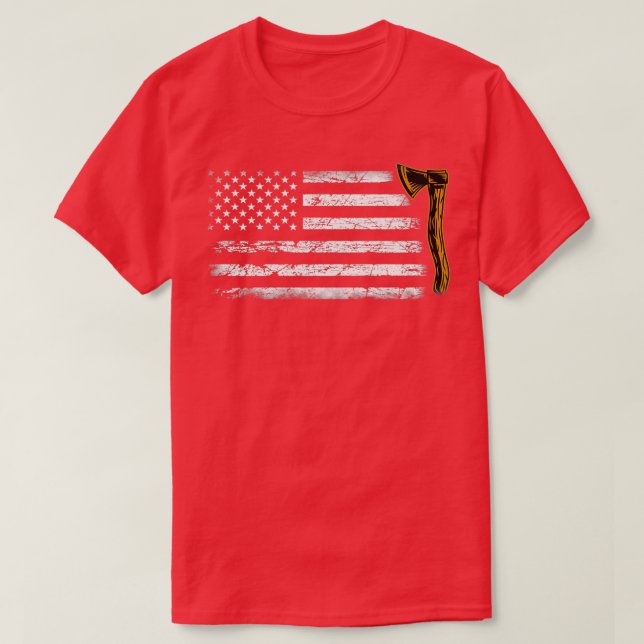 American Flag Hatchet Funny Axe Throw Lover T-Shirt (Design Front)