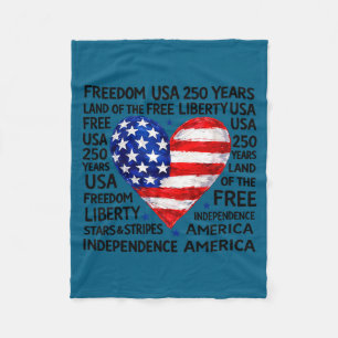 American Flag Heart 4th July Artwork Fleece Blanket