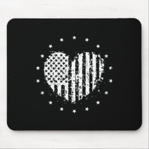 American Flag Heart 4th Of July  Mouse Pad