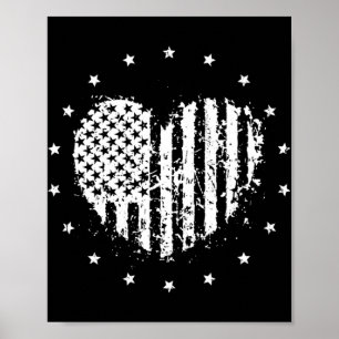American Flag Heart 4th Of July Poster