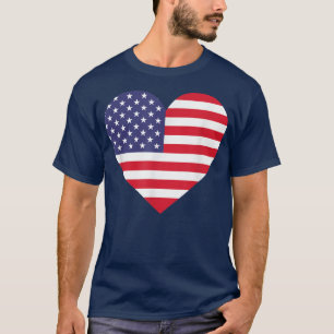 American Flag Heart 4th of July USA Love Patriotic T-Shirt