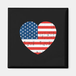 American Flag Heart 4th Of July USA Patriotic Magnet
