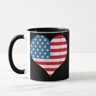 American Flag Heart 4th of July USA Patriotic Mug