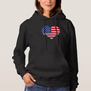 American Flag Heart 4th Of July Usa Patriotic Prid Hoodie