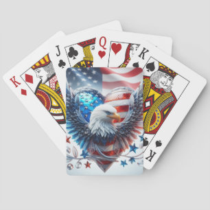 American Flag, Heart and Bald Eagle Playing Cards