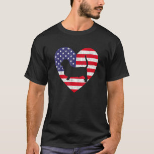 American Flag Heart Basset Hound Dog 4th Of July P T-Shirt