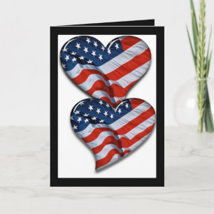 American Flag Heart Card