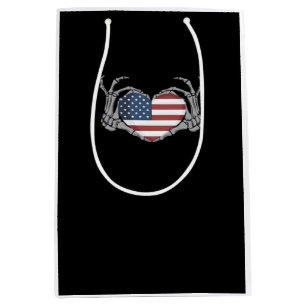 American Flag Heart Classic Design Medium Gift Bag
