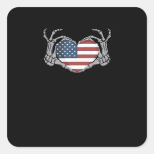 American Flag Heart Classic Design Square Sticker