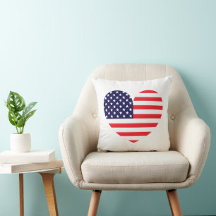 American Flag Heart Cushion