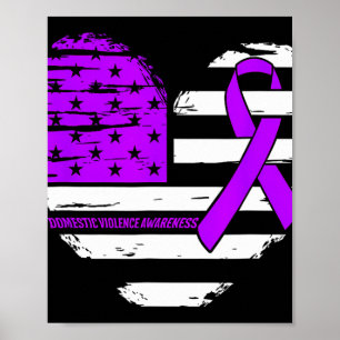 American Flag Heart Domestic Violence Awareness Ri Poster