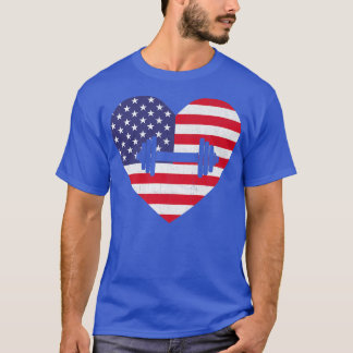 American Flag Heart GYM 4th of July USA Patriotic  T-Shirt