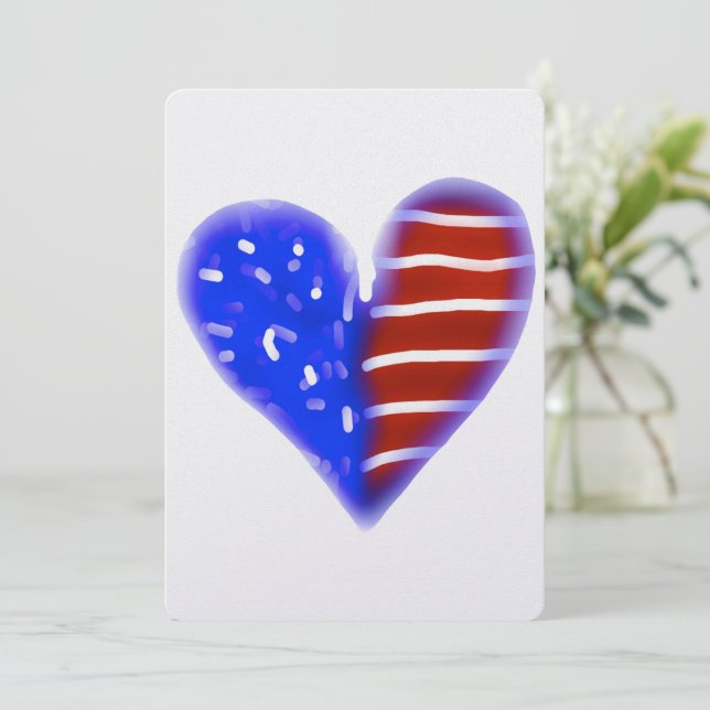 American Flag heart  Holiday Card (Standing Front)