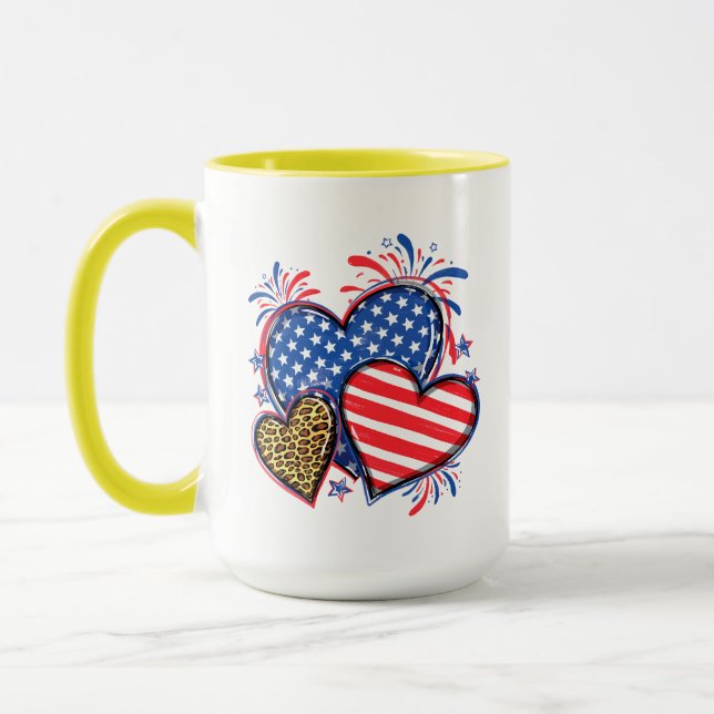 American Flag Heart Leopard Sublimation-64210 Mug (Left)